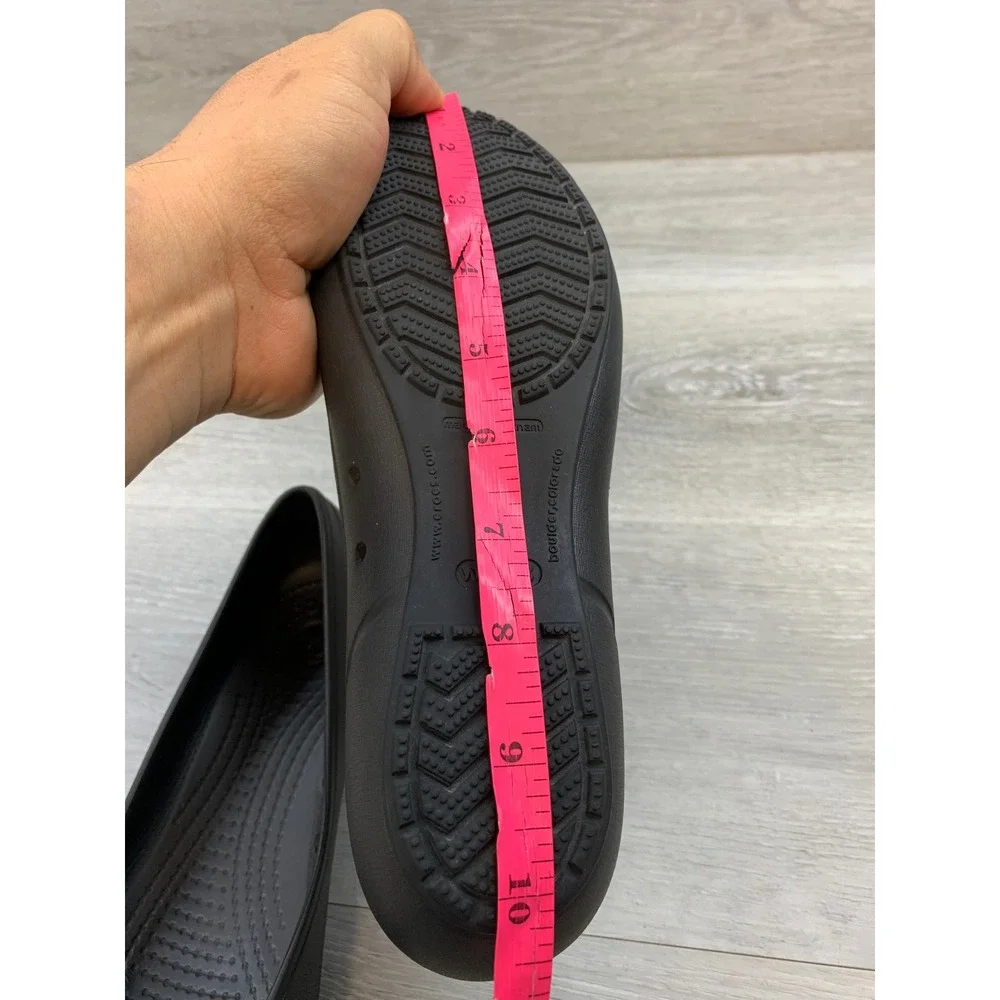 Crocs Gianna Link Women's Black Patent Cap Toe Ballet Flats 8 Comfort Shoes